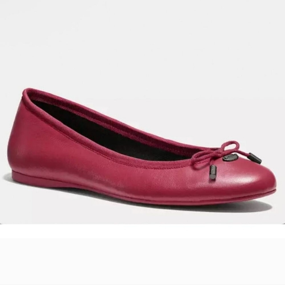 Coach Lara Flats In Black Cherry. New In Box. Women's Size 8.5. - Picture 2 of 8